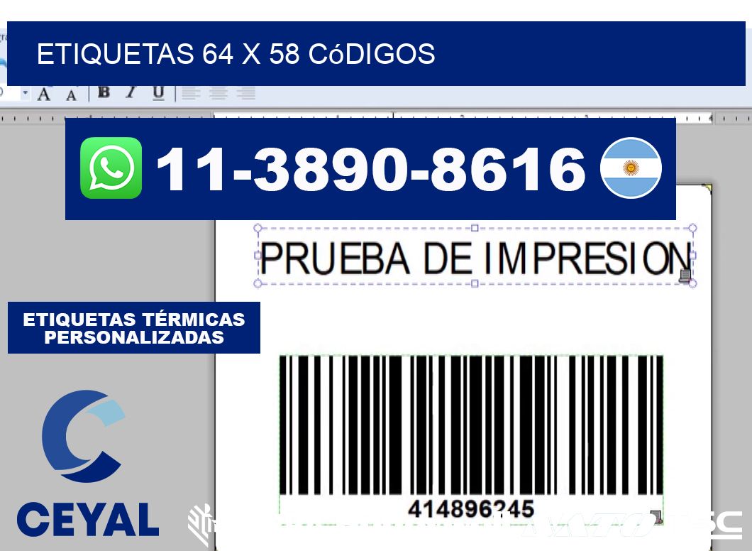 etiquetas 64 x 58 códigos