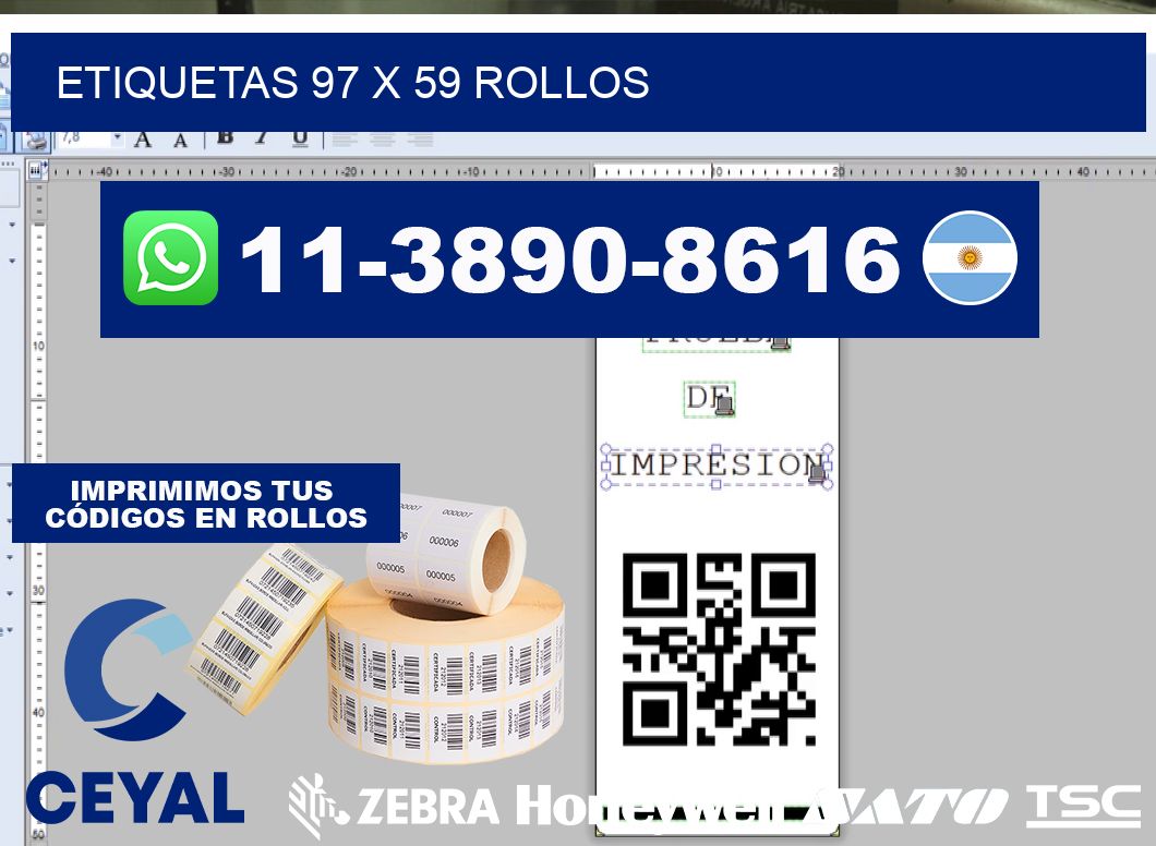 etiquetas 97 x 59 rollos