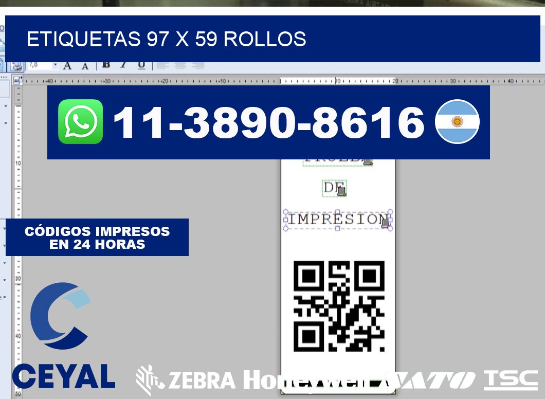 etiquetas 97 x 59 rollos