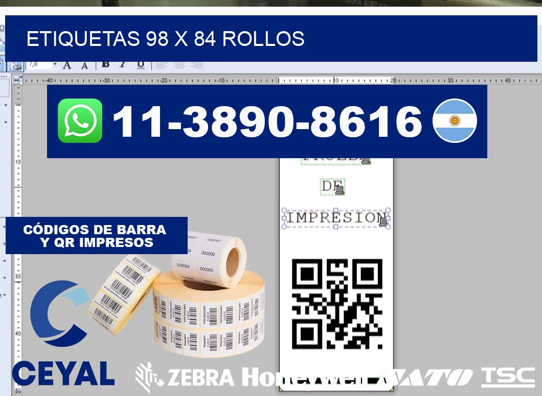 etiquetas 98 x 84 rollos