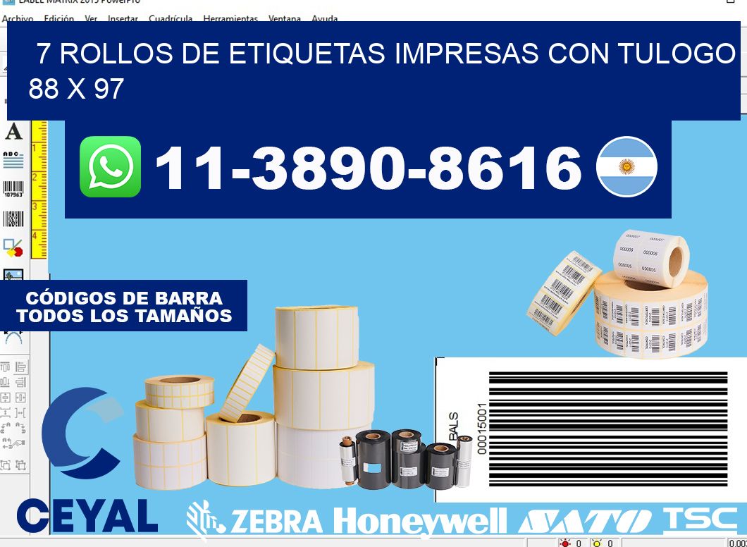 7 rollos de etiquetas impresas con tulogo 88 x 97