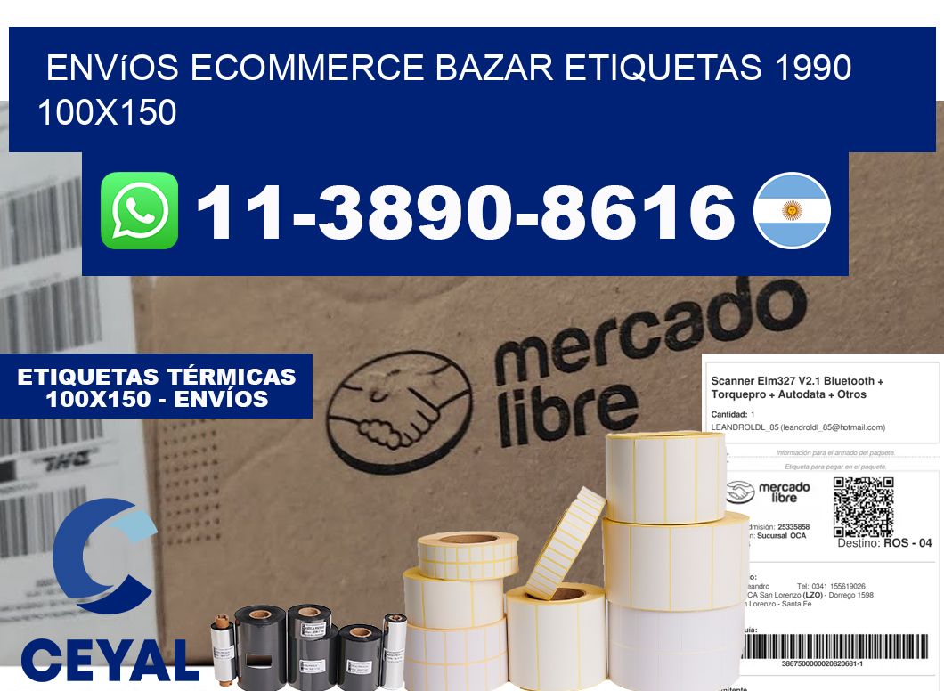 Envíos Ecommerce bazar etiquetas 1990 100x150