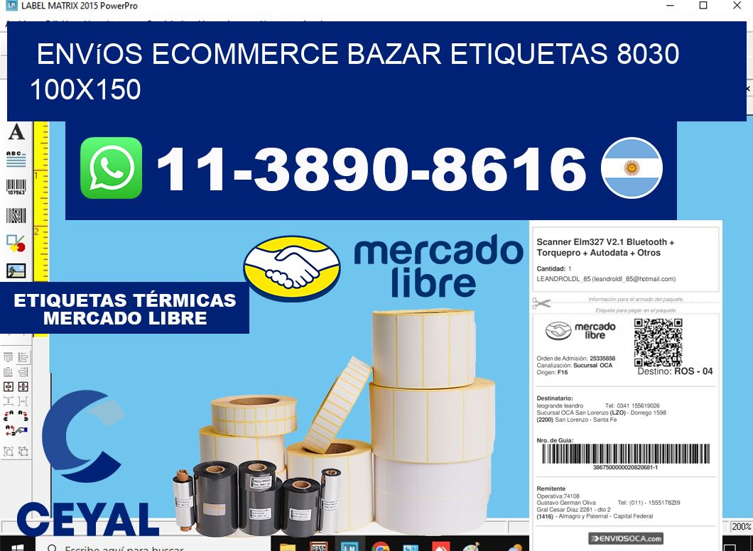 Envíos Ecommerce bazar etiquetas 8030 100x150