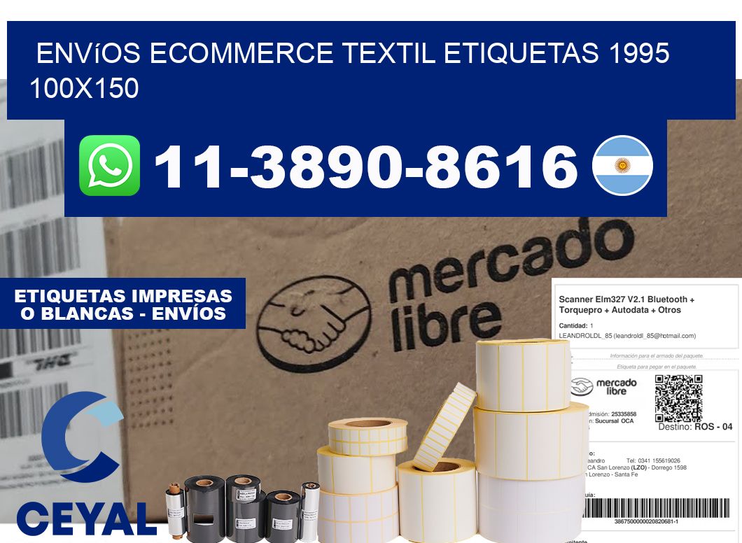 Envíos Ecommerce textil etiquetas 1995 100x150