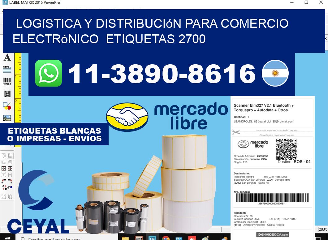 Logística y distribución para comercio electrónico  etiquetas 2700