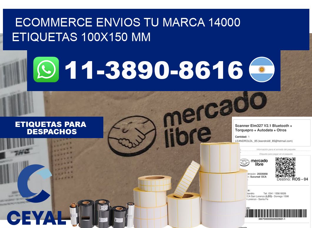 ecommerce envios tu marca 14000  etiquetas 100x150 mm