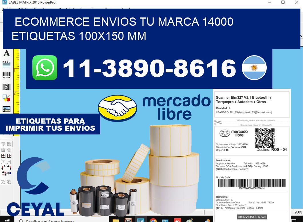 ecommerce envios tu marca 14000  etiquetas 100x150 mm