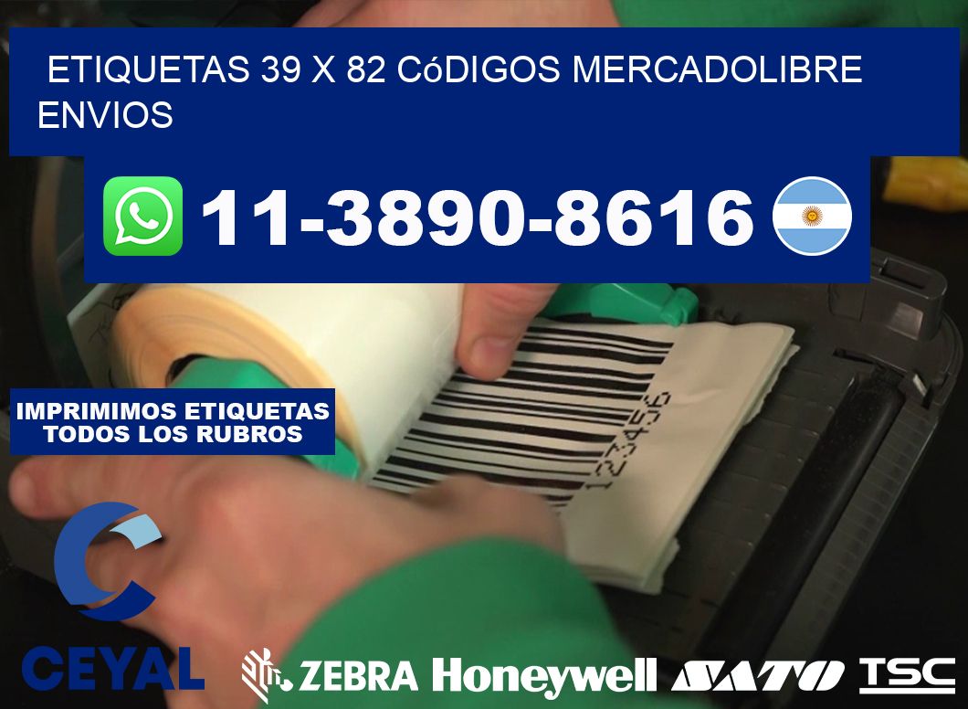 etiquetas 39 x 82 códigos mercadolibre envios