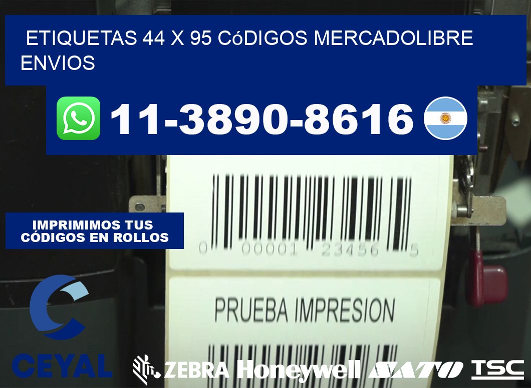 etiquetas 44 x 95 códigos mercadolibre envios