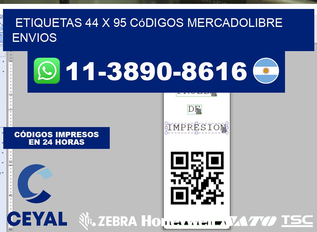etiquetas 44 x 95 códigos mercadolibre envios