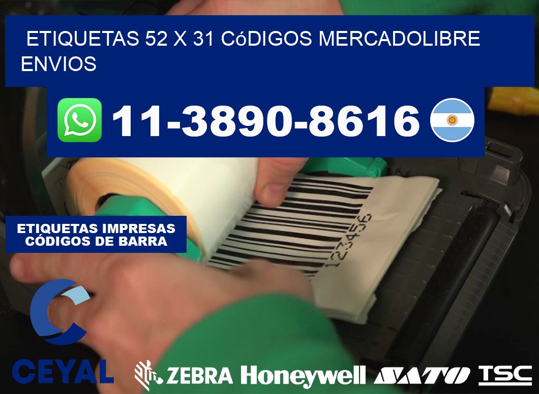 etiquetas 52 x 31 códigos mercadolibre envios