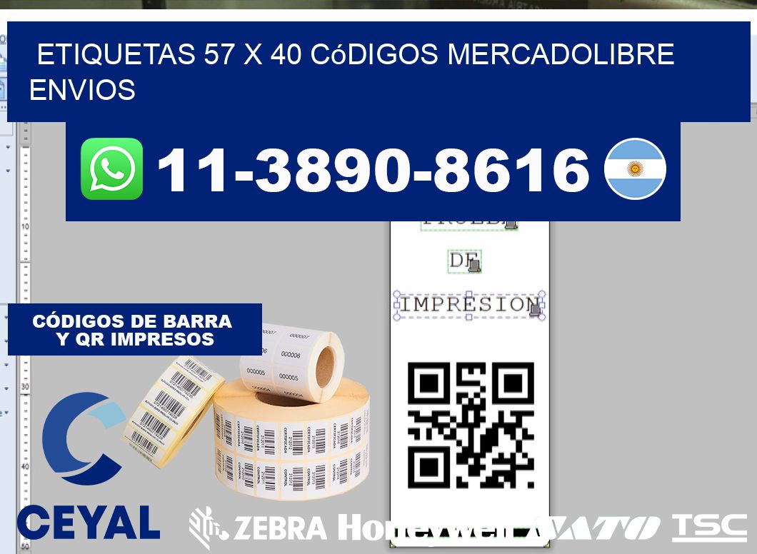 etiquetas 57 x 40 códigos mercadolibre envios
