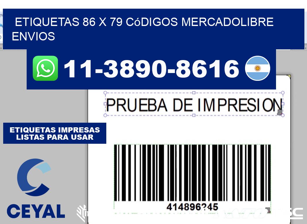 etiquetas 86 x 79 códigos mercadolibre envios