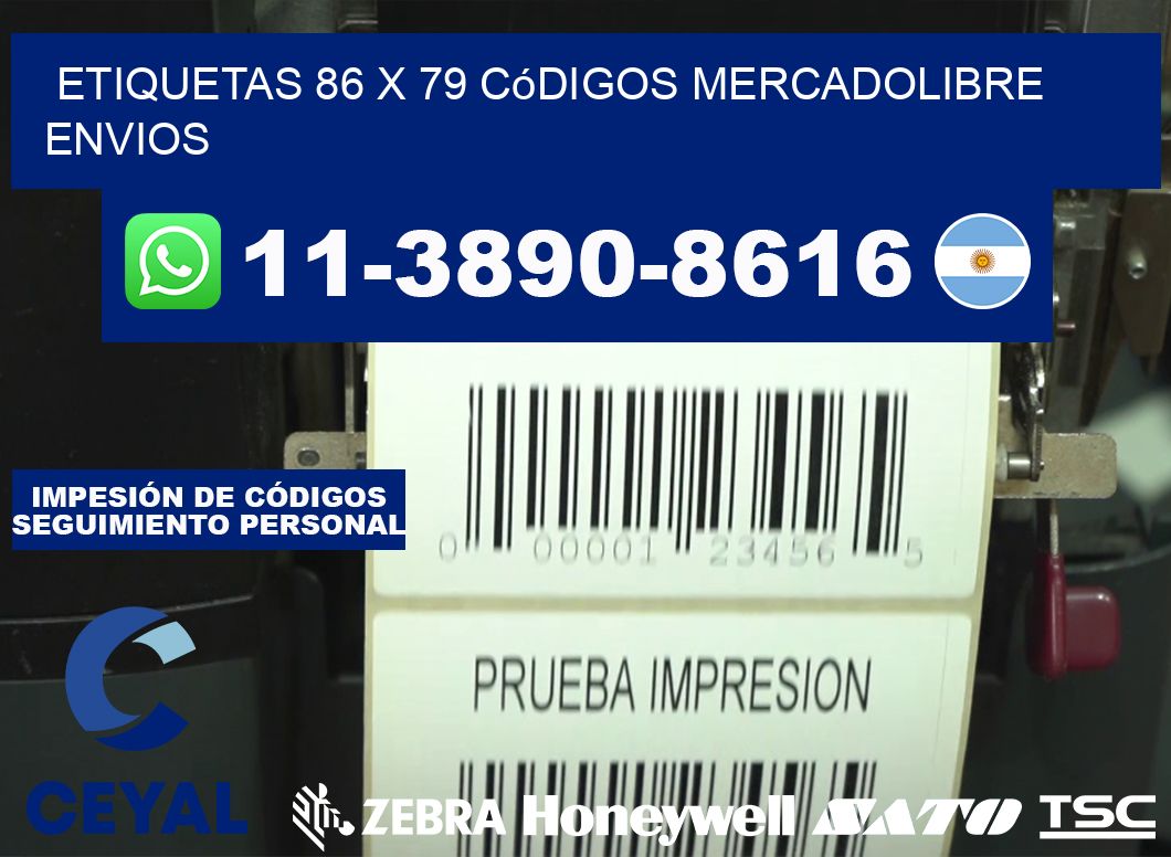 etiquetas 86 x 79 códigos mercadolibre envios