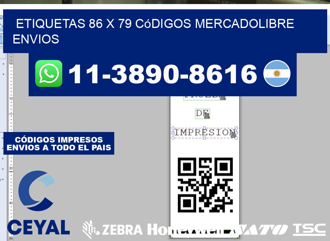 etiquetas 86 x 79 códigos mercadolibre envios