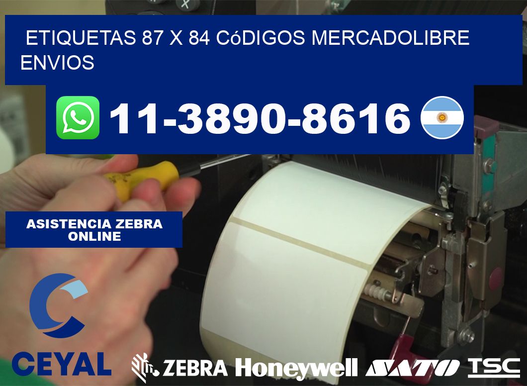 etiquetas 87 x 84 códigos mercadolibre envios