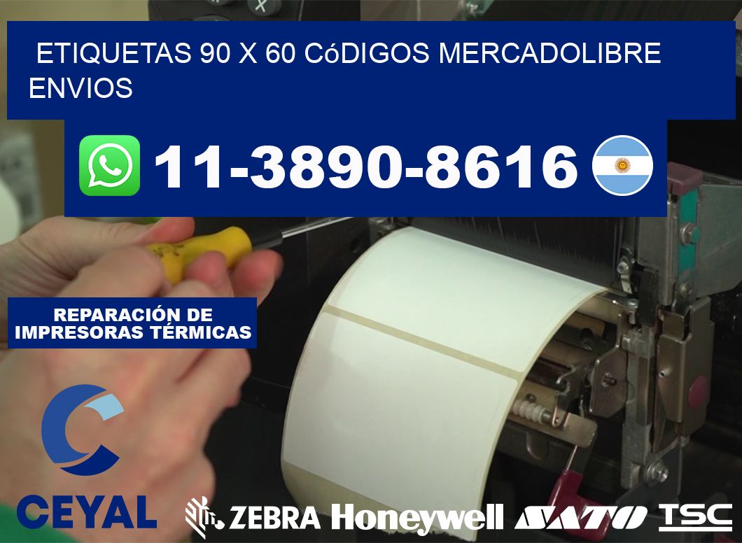 etiquetas 90 x 60 códigos mercadolibre envios