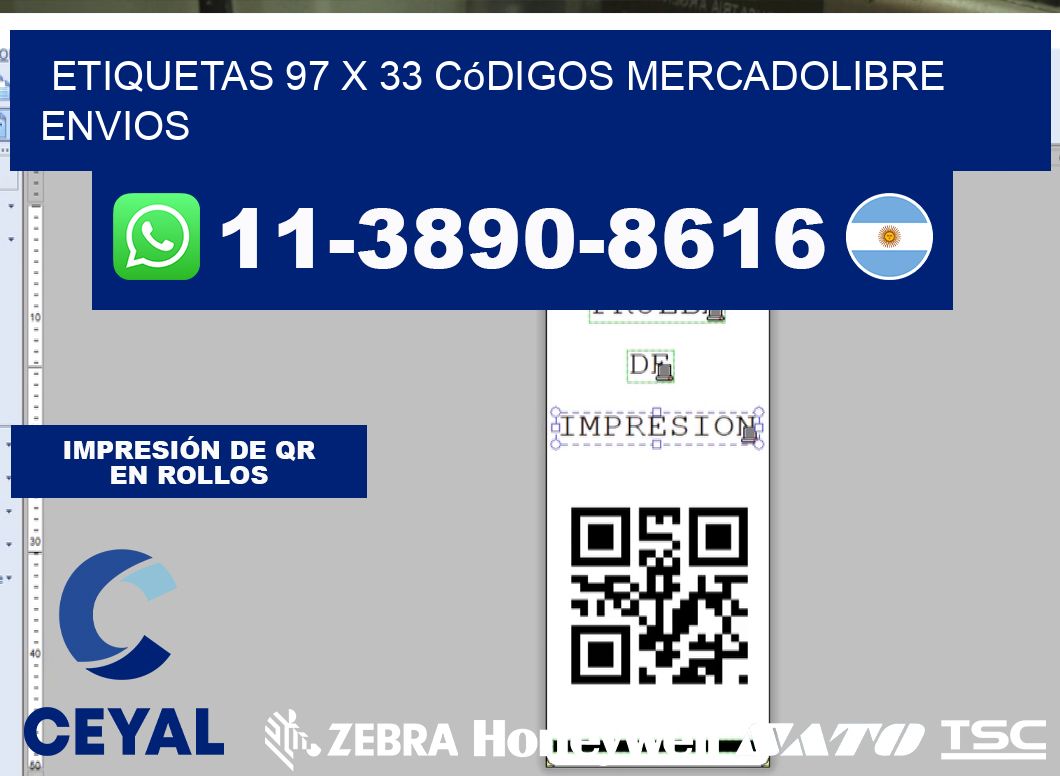 etiquetas 97 x 33 códigos mercadolibre envios