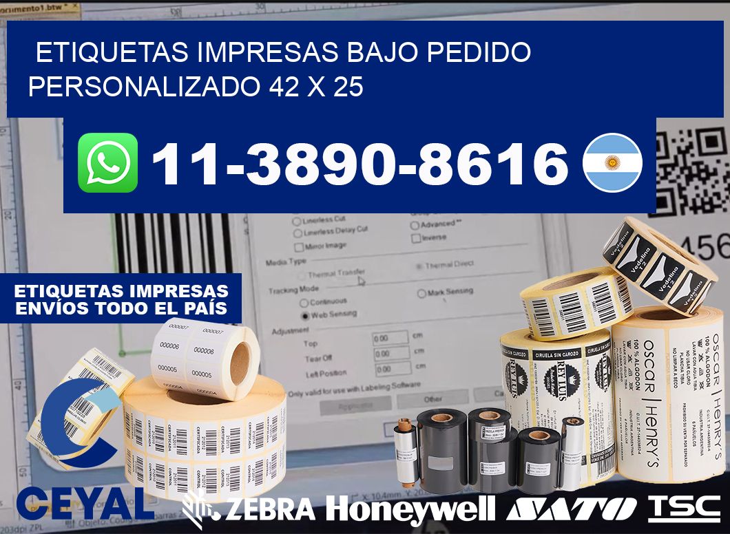 etiquetas impresas bajo pedido personalizado 42 x 25
