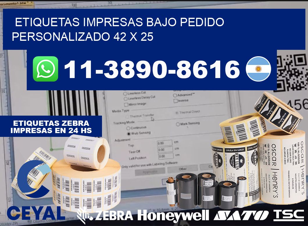etiquetas impresas bajo pedido personalizado 42 x 25