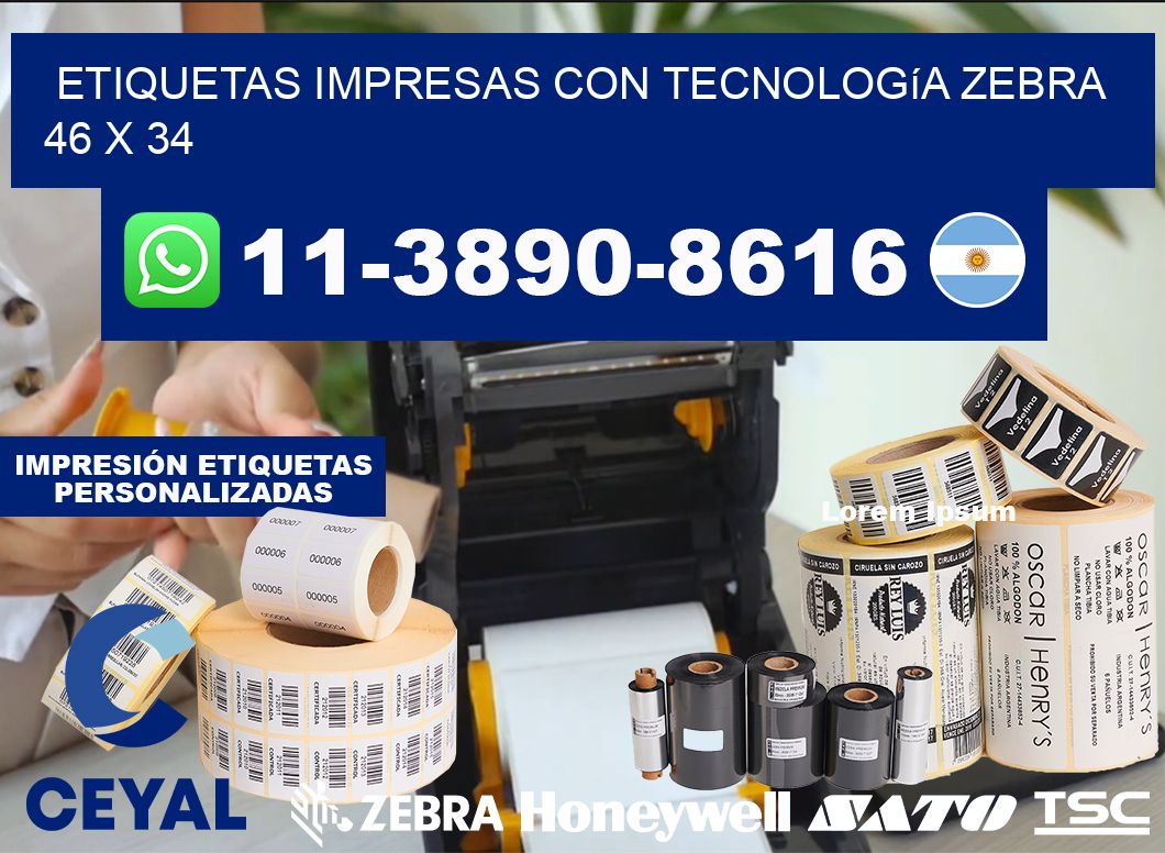 etiquetas impresas con tecnología Zebra 46 x 34