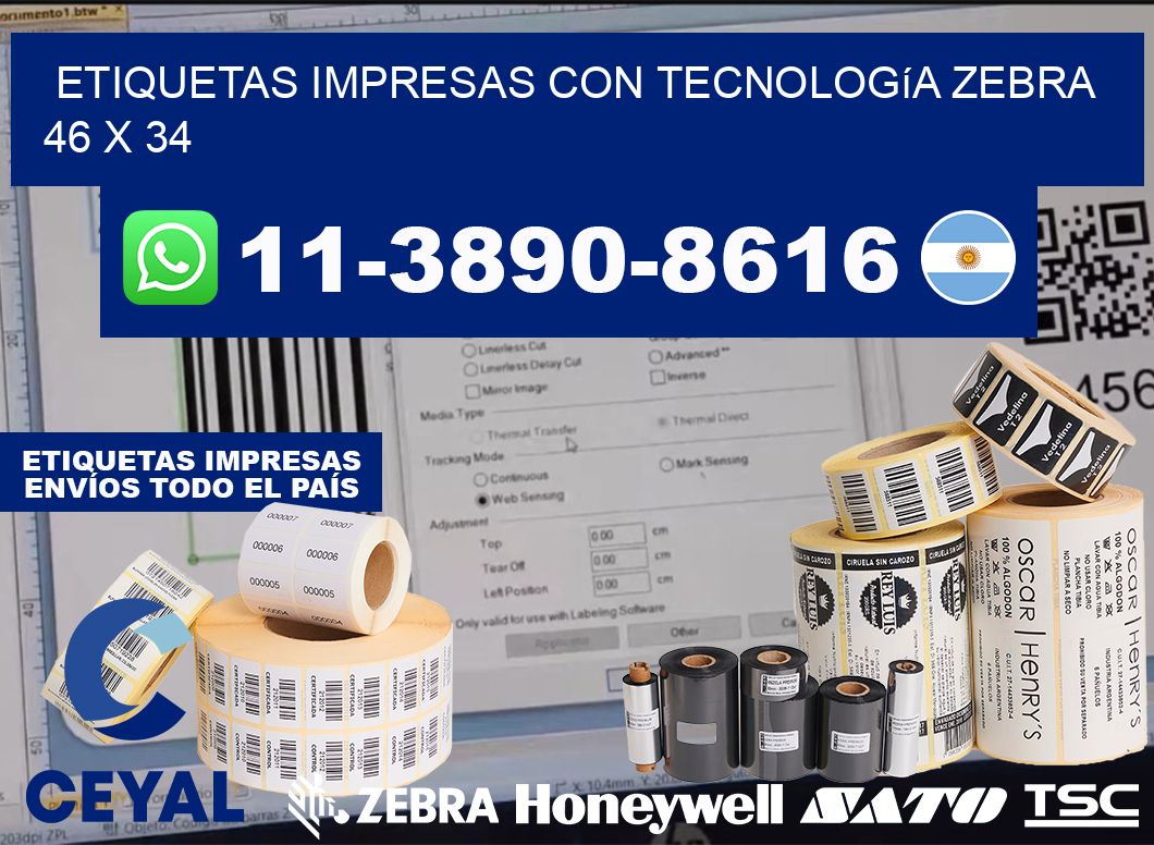 etiquetas impresas con tecnología Zebra 46 x 34