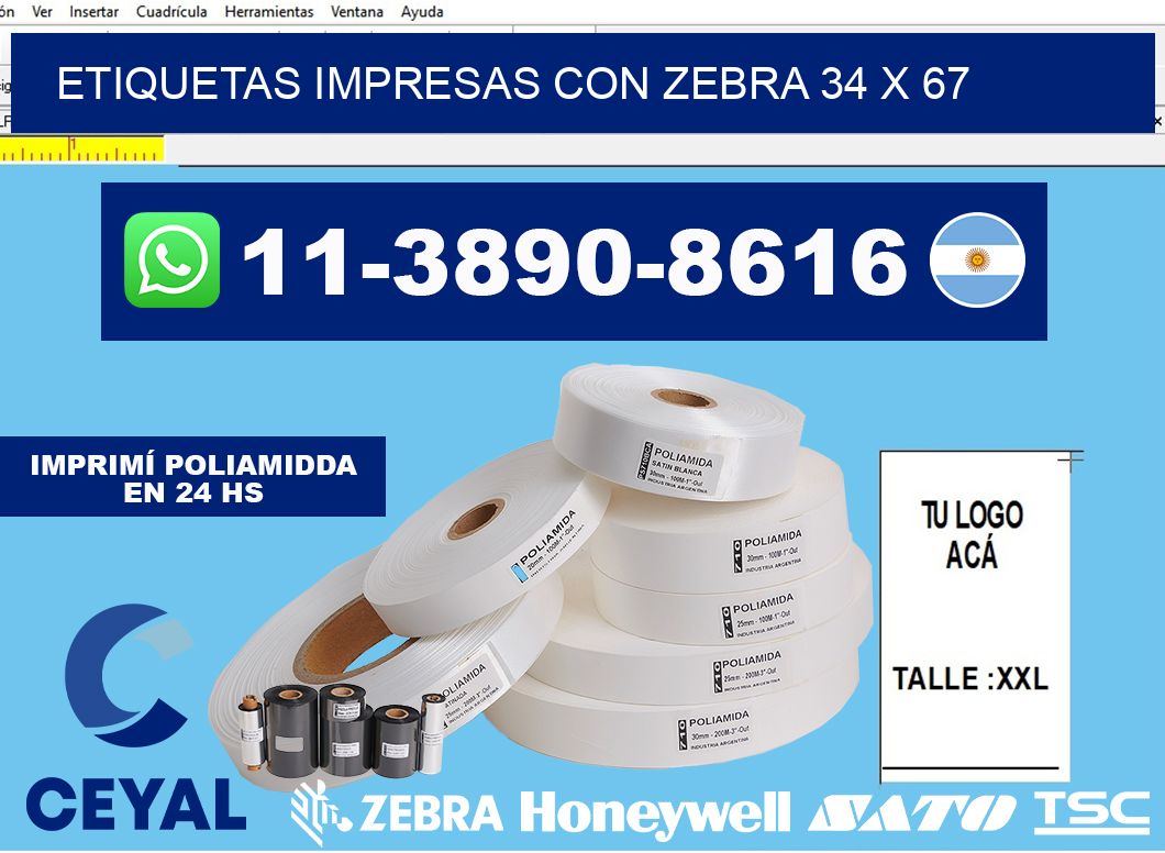 etiquetas impresas con zebra 34 x 67