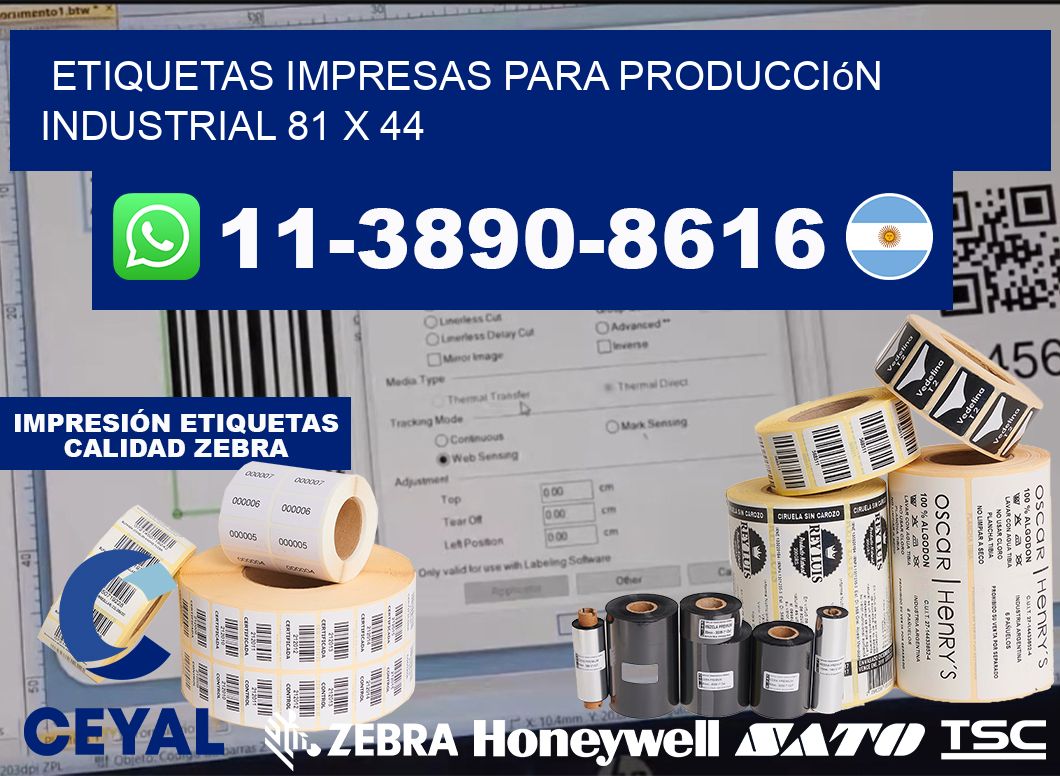 etiquetas impresas para producción industrial 81 x 44