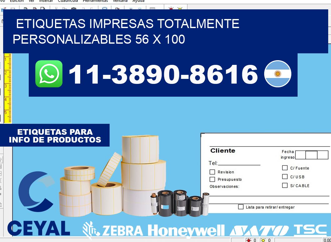 etiquetas impresas totalmente personalizables 56 x 100