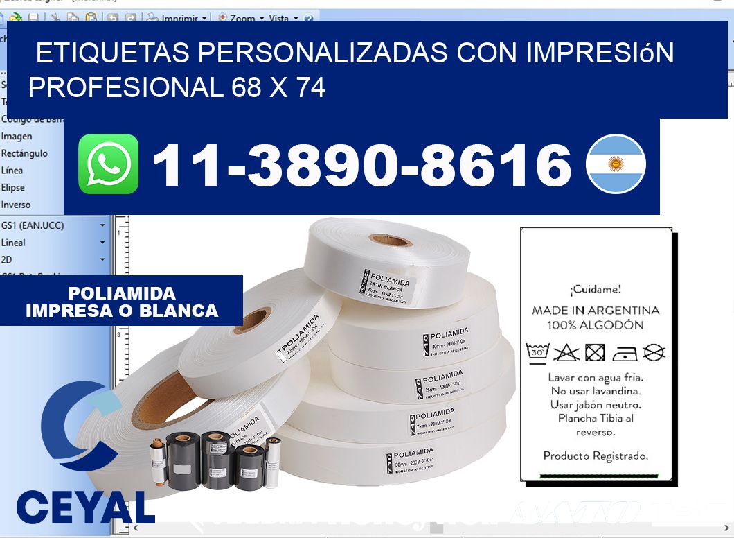 etiquetas personalizadas con impresión profesional 68 x 74