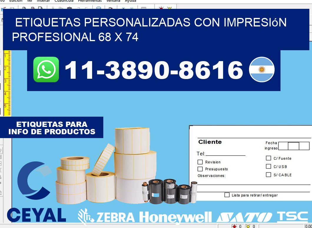 etiquetas personalizadas con impresión profesional 68 x 74