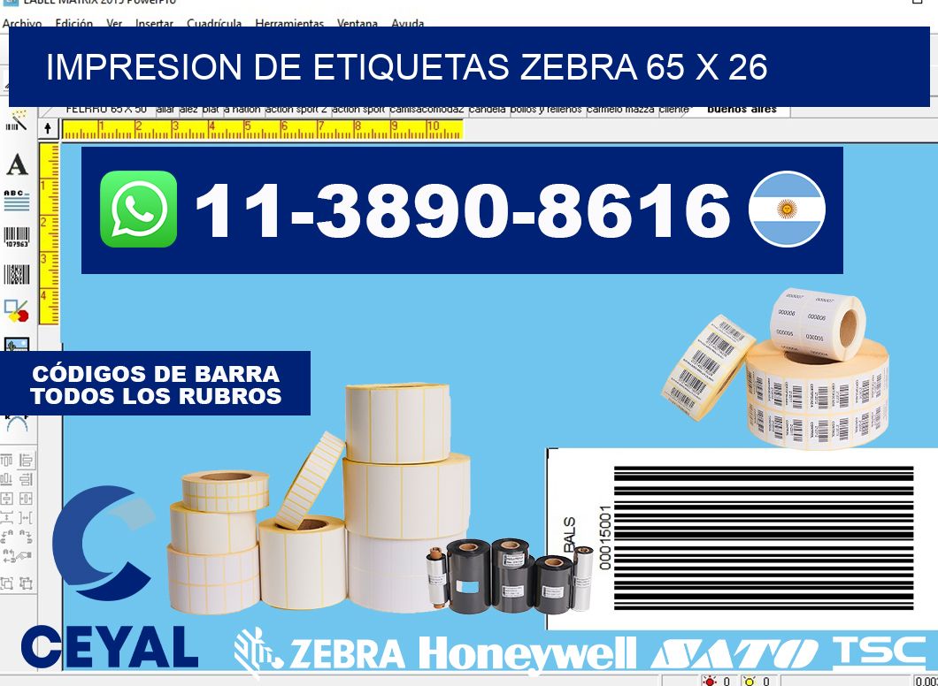 impresion de etiquetas zebra 65 x 26