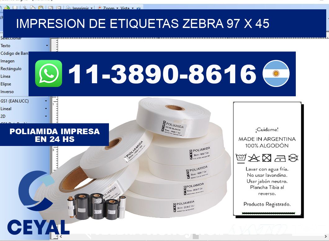 impresion de etiquetas zebra 97 x 45