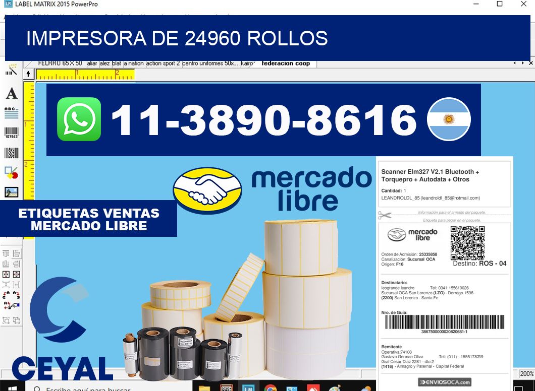 impresora de 24960 rollos