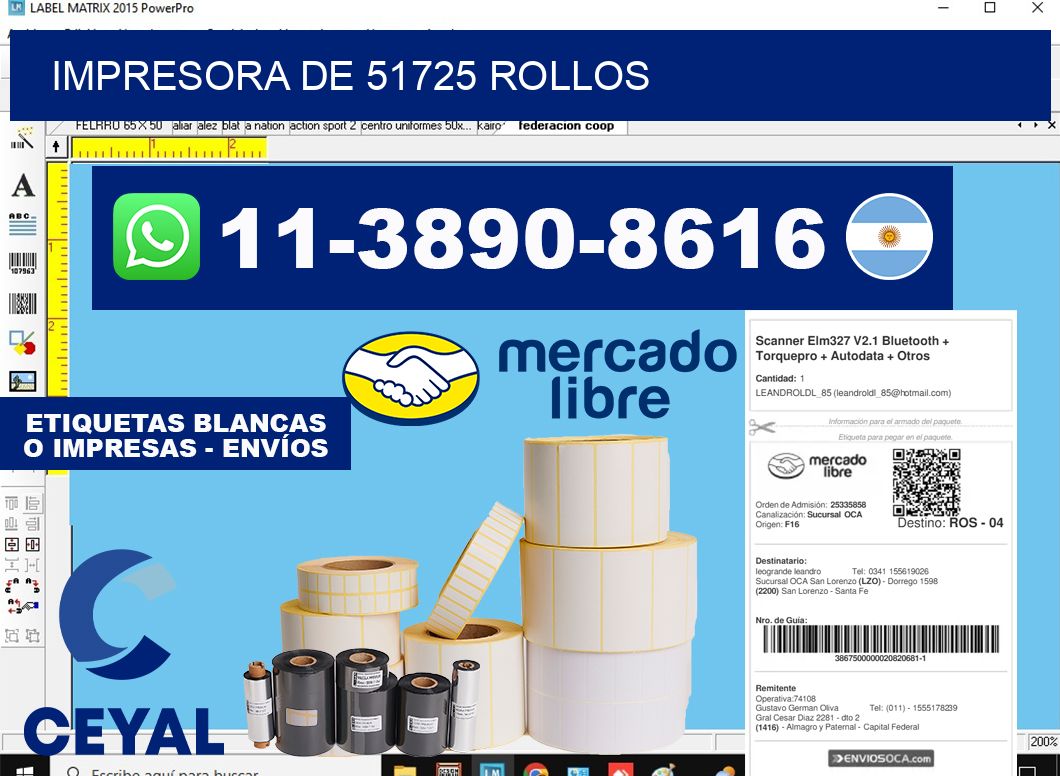 impresora de 51725 rollos