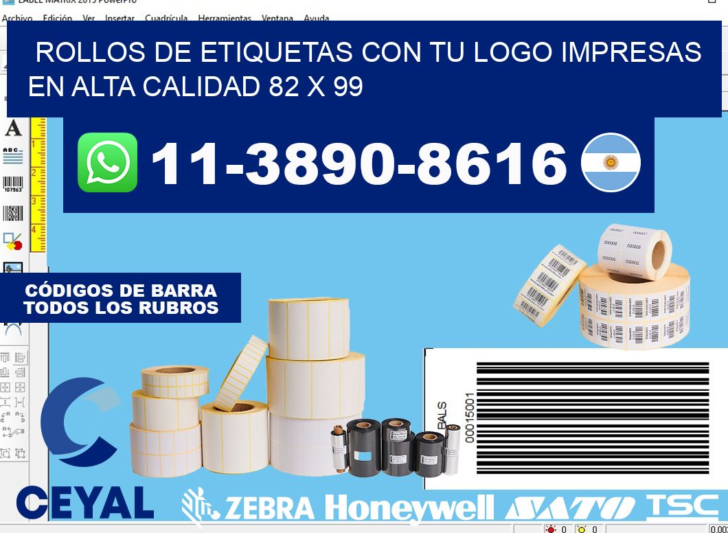 rollos de etiquetas con tu logo impresas en alta calidad 82 x 99