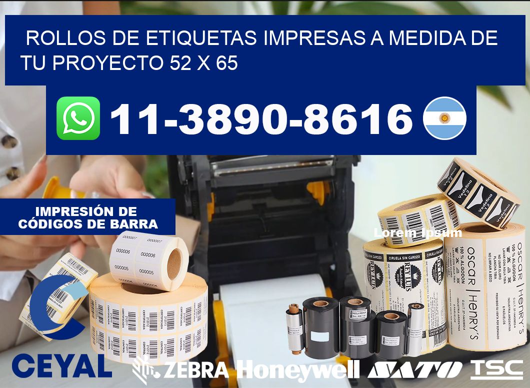 rollos de etiquetas impresas a medida de tu proyecto 52 x 65