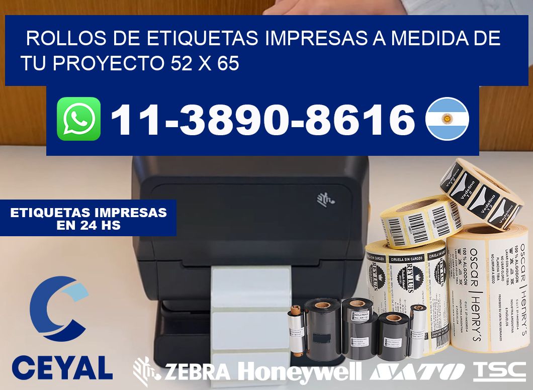 rollos de etiquetas impresas a medida de tu proyecto 52 x 65