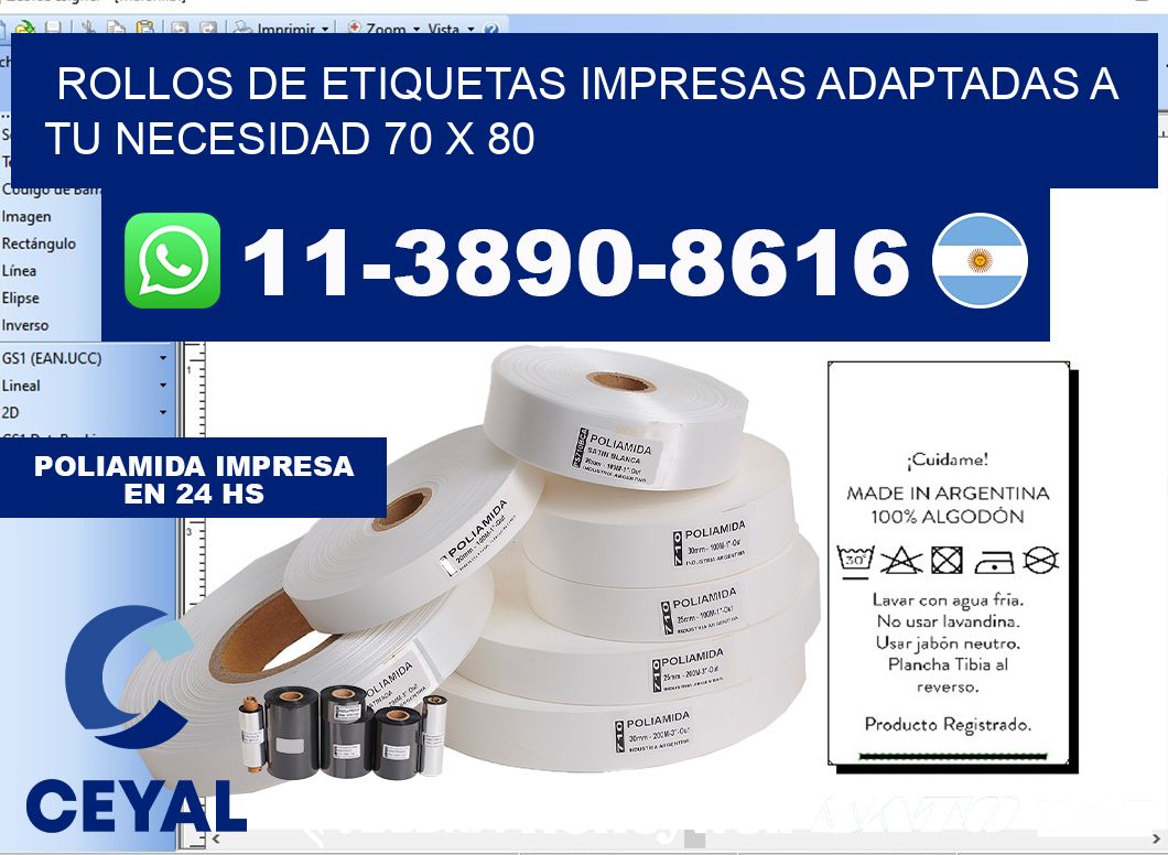 rollos de etiquetas impresas adaptadas a tu necesidad 70 x 80
