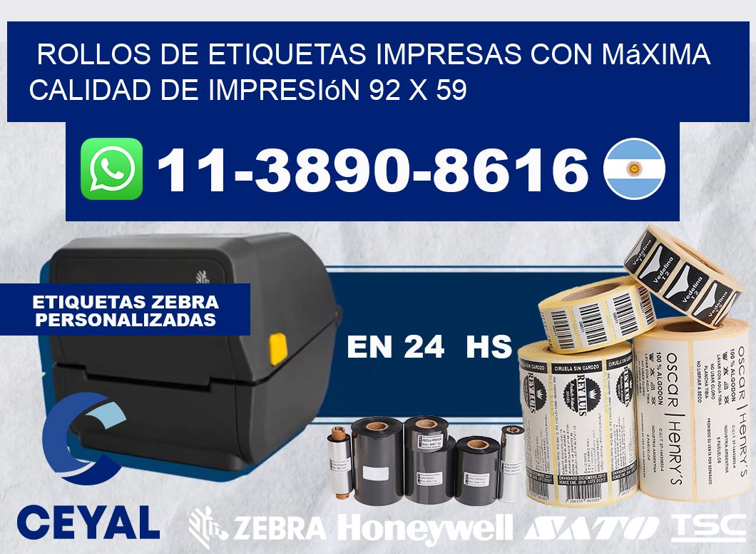 rollos de etiquetas impresas con máxima calidad de impresión 92 x 59