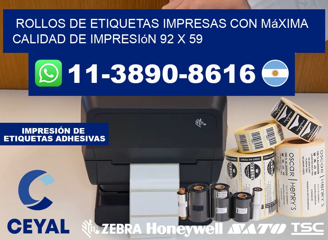 rollos de etiquetas impresas con máxima calidad de impresión 92 x 59