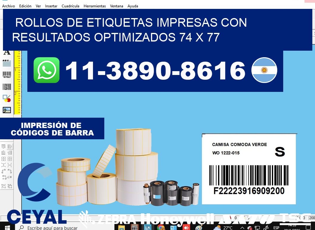 rollos de etiquetas impresas con resultados optimizados 74 x 77