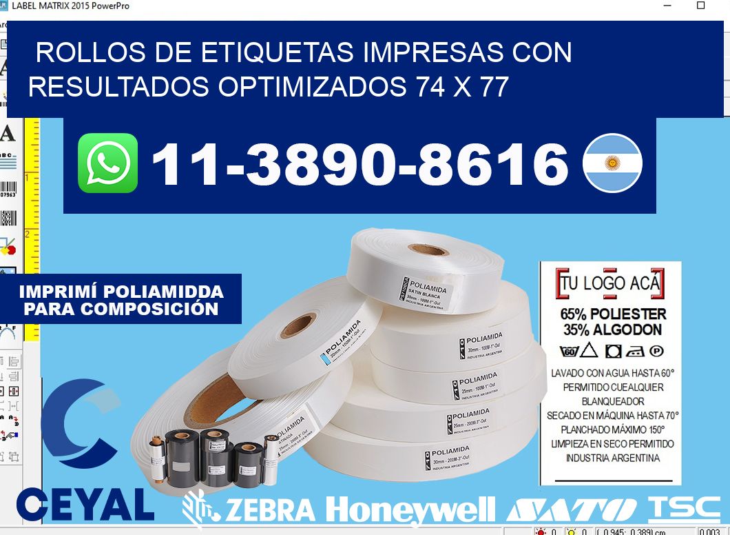 rollos de etiquetas impresas con resultados optimizados 74 x 77