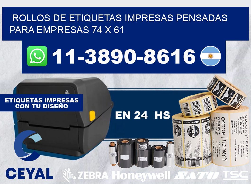 rollos de etiquetas impresas pensadas para empresas 74 x 61