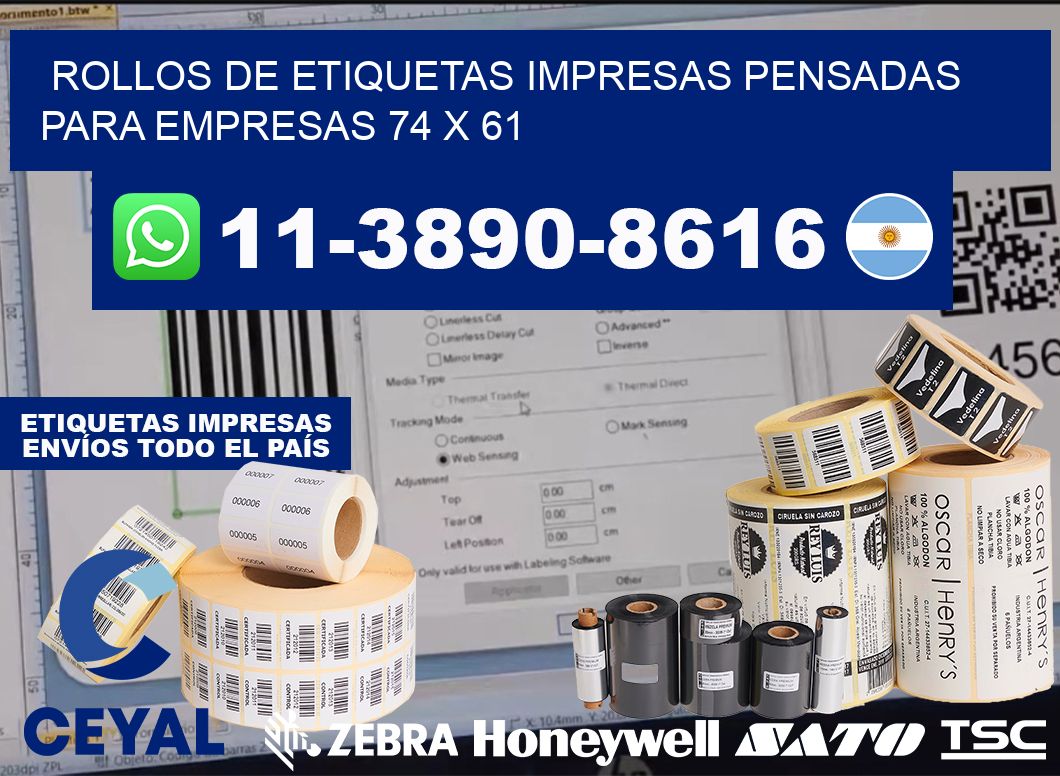 rollos de etiquetas impresas pensadas para empresas 74 x 61