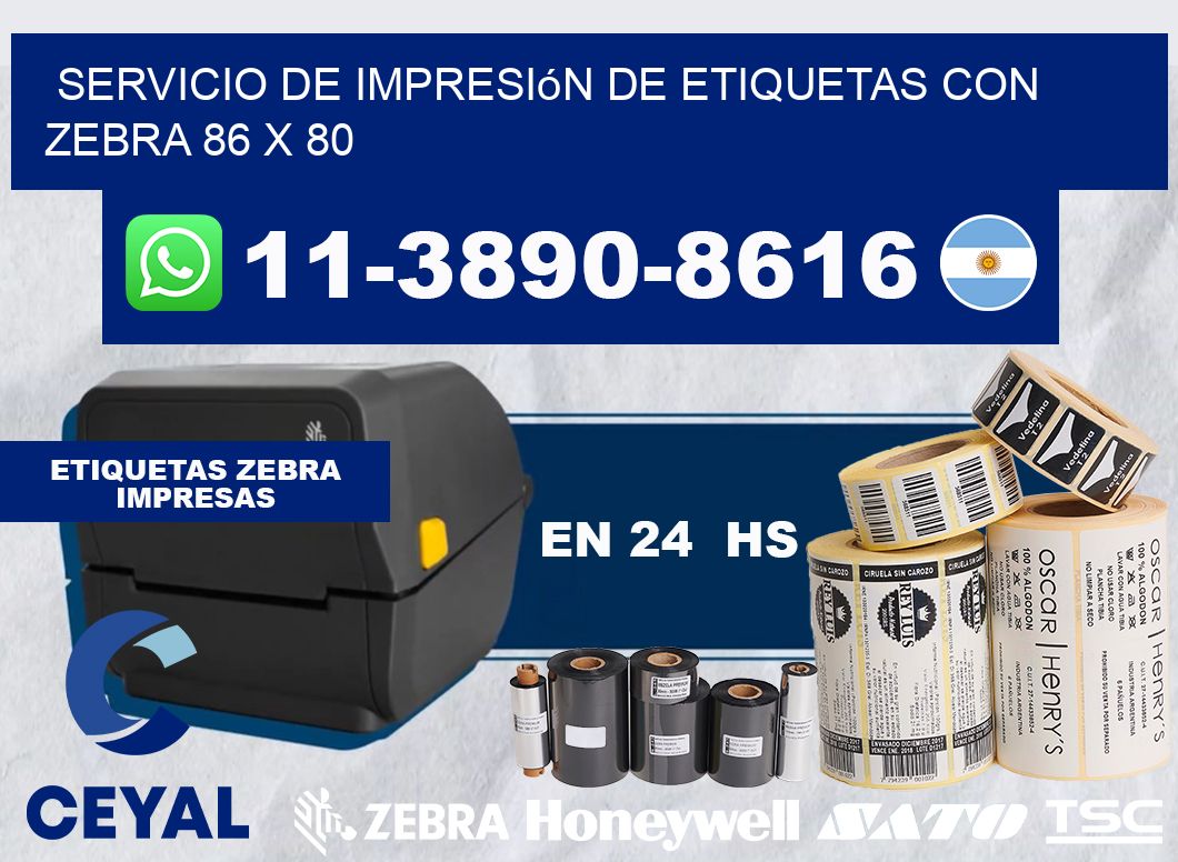 servicio de impresión de etiquetas con Zebra 86 x 80