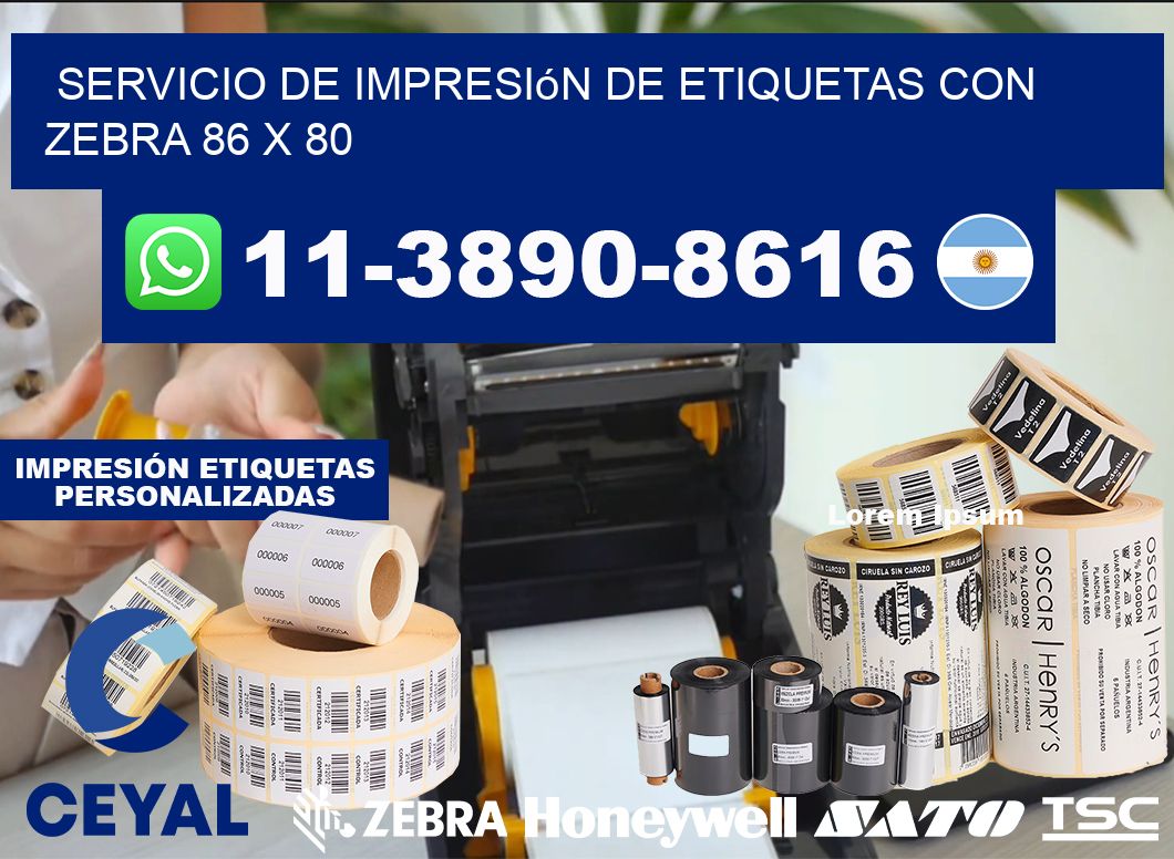 servicio de impresión de etiquetas con Zebra 86 x 80