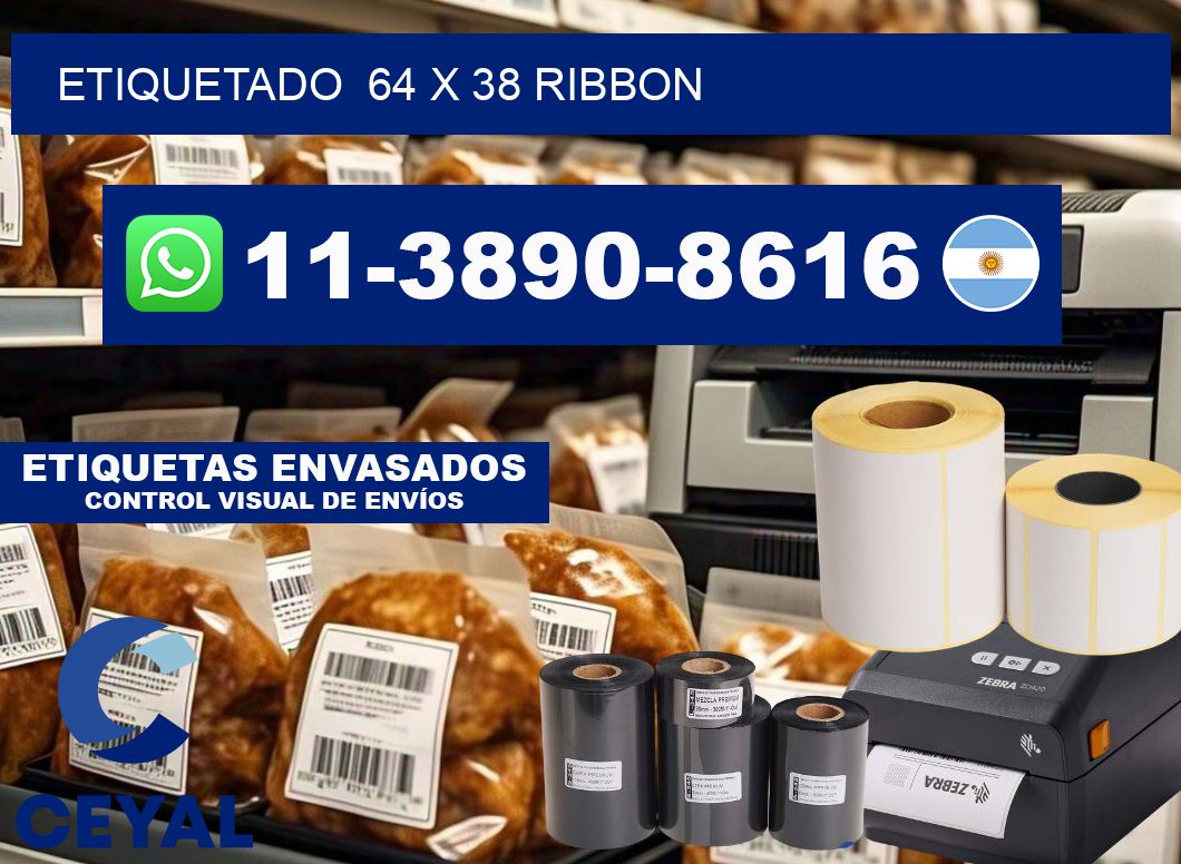 Etiquetado  64 x 38 ribbon