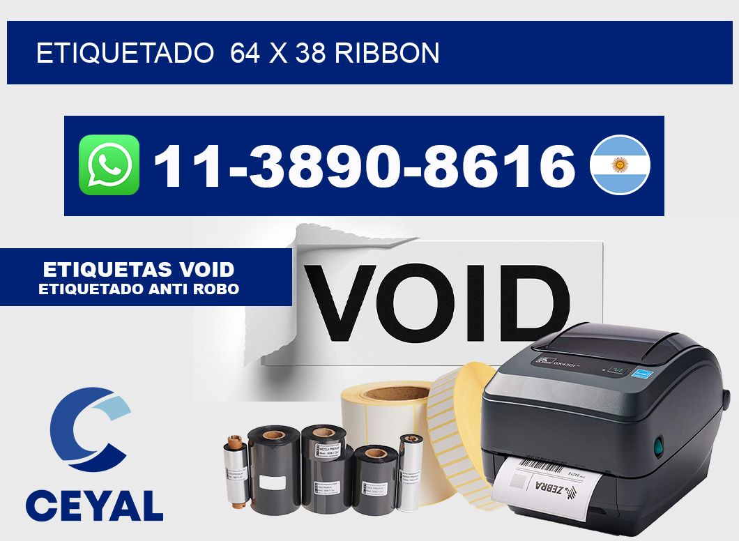 Etiquetado  64 x 38 ribbon