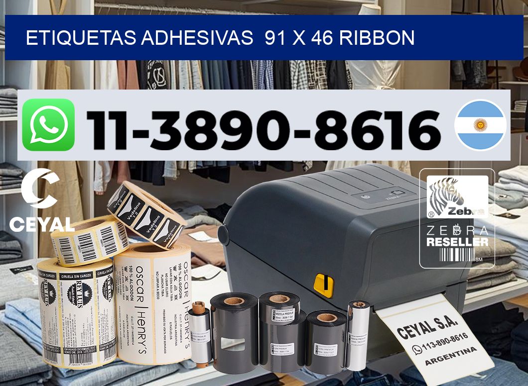 Etiquetas adhesivas  91 x 46 ribbon